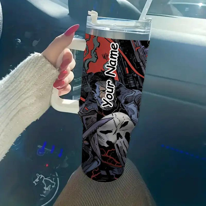 Marvel Punisher Character Themed Tumbler With Straw