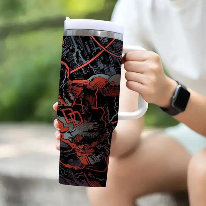 Marvel Punisher Character Themed Tumbler With Straw