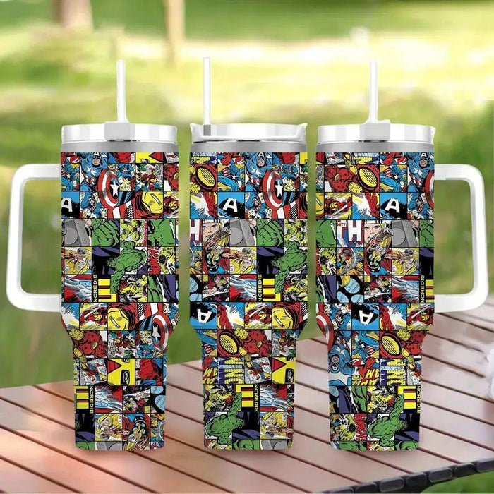 Marvel Superhero Themed Insulated Tumbler With Straw