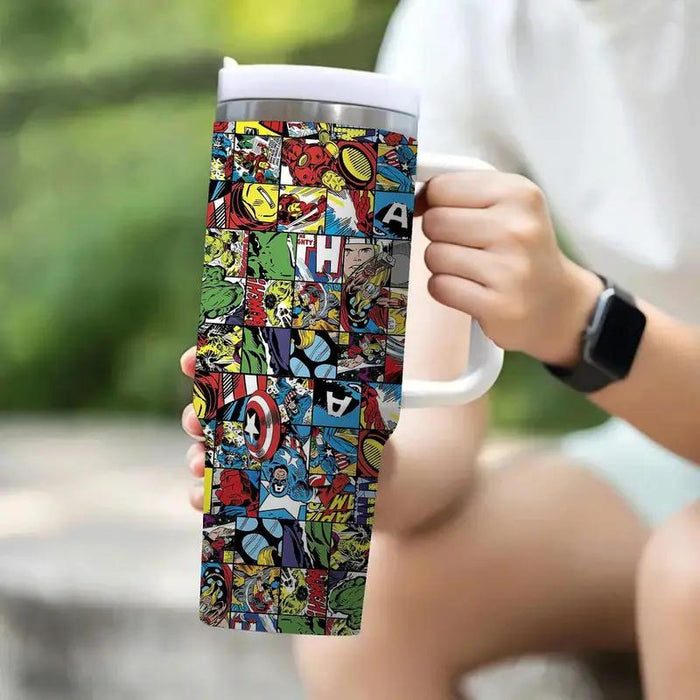 Marvel Superhero Themed Insulated Tumbler With Straw