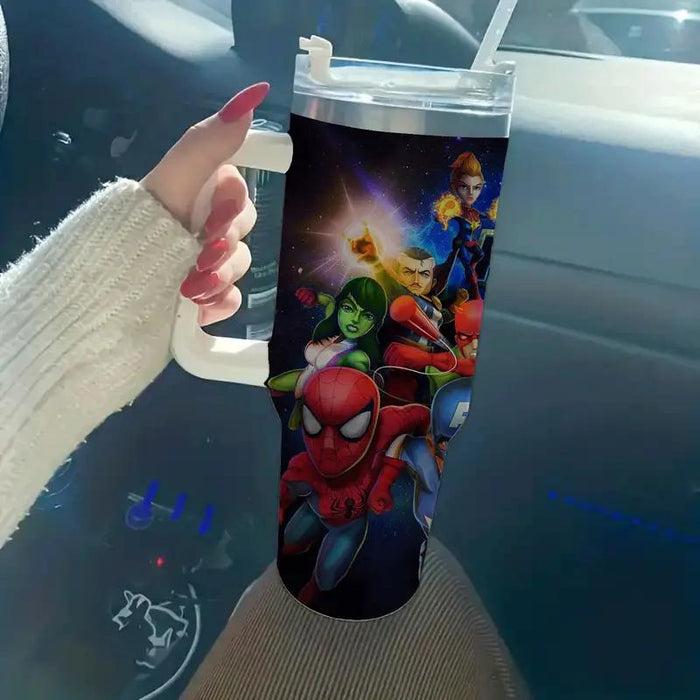 40oz Mighty Heroes Tumbler With Lid And Straw