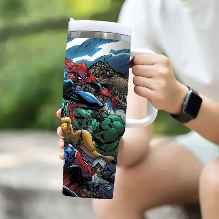 Marvel Hulk And Superheroes Design Tumbler With Straw