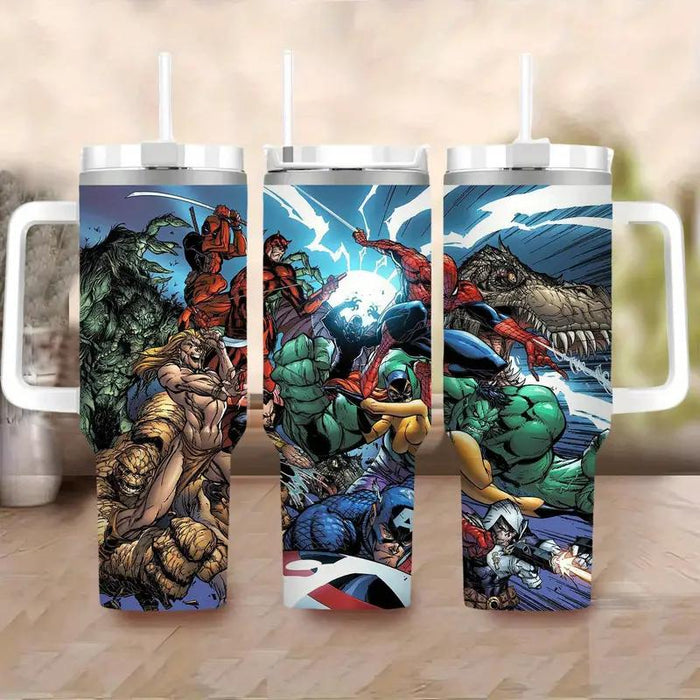 Marvel Hulk And Superheroes Design Tumbler With Straw