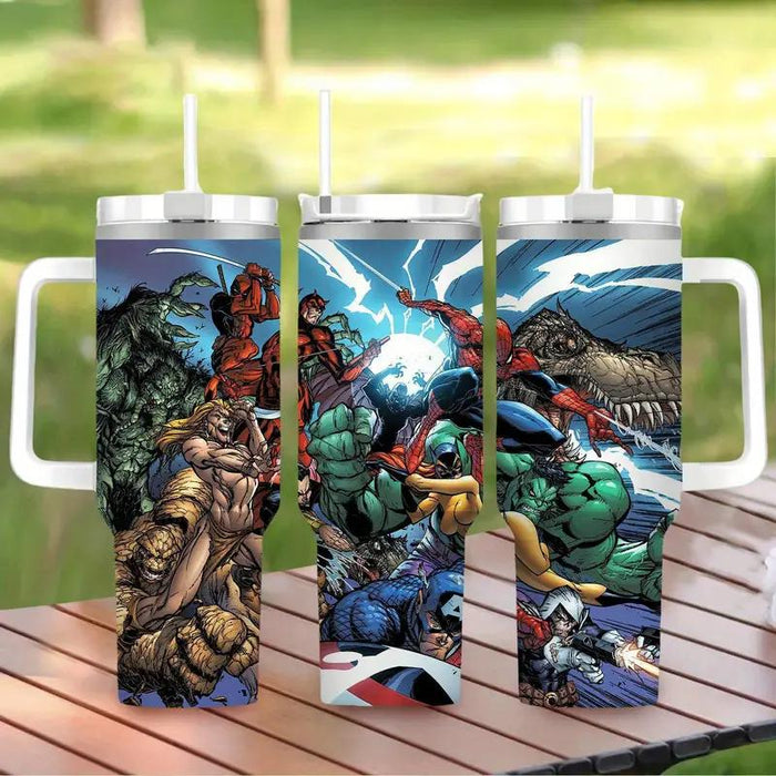 Marvel Hulk And Superheroes Design Tumbler With Straw