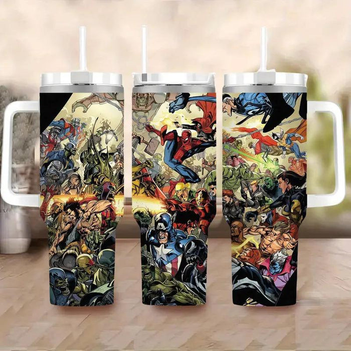 Insulated 40oz Superhero Tumbler With Straw