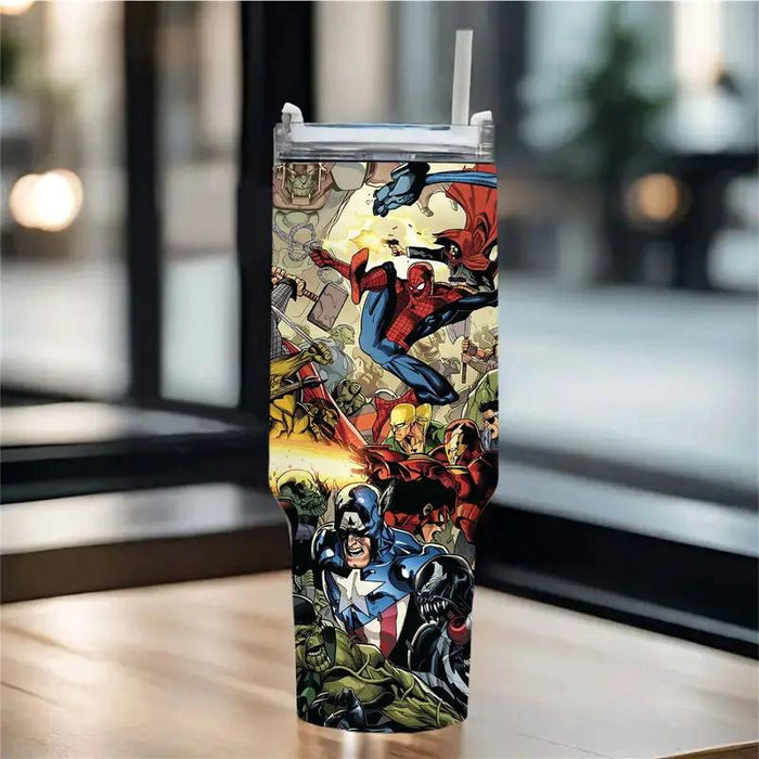 Insulated 40oz Superhero Tumbler With Straw