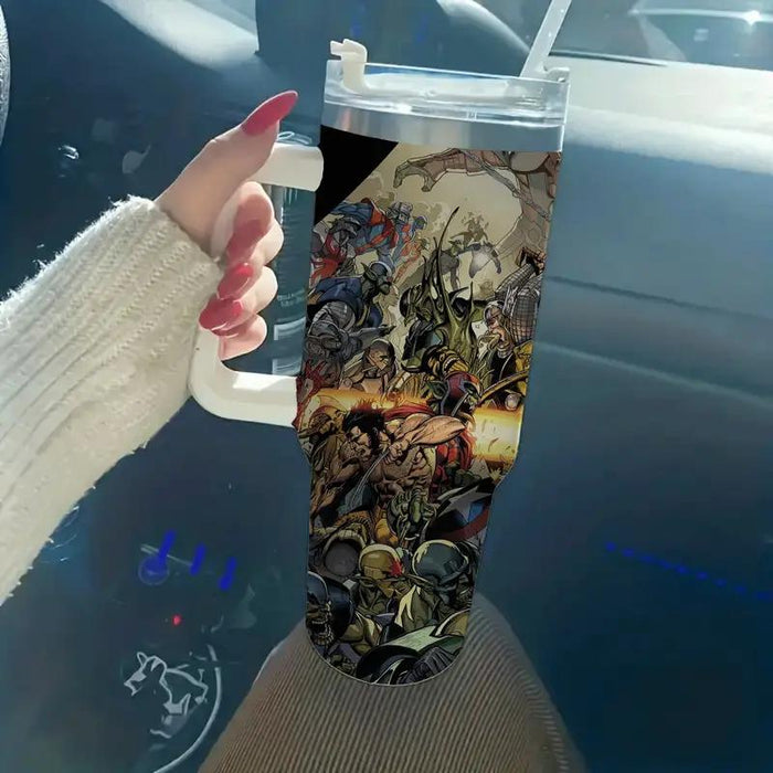 Insulated 40oz Superhero Tumbler With Straw