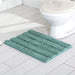 Green Stripe Chenille Microfiber Bath Mat Rug- Ultra Soft Thick Absorbent Non Slip Shaggy Plush Floor Rugs for Bathroom, Machine Washable - Grafton Collection