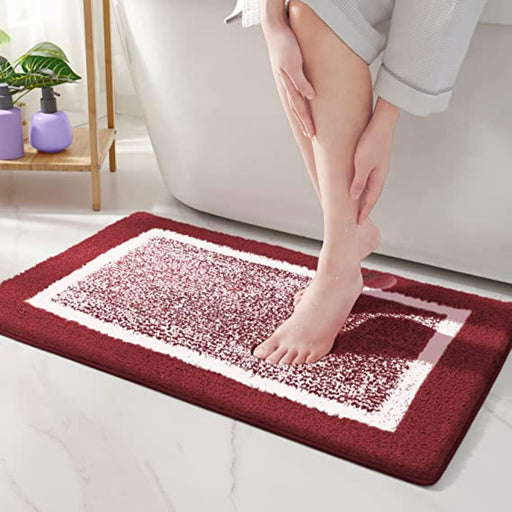 Red Non Slip Bath Mat-Soft and Water Absorbent Rug, Machine Washable Plush Mat for Bathroom, Laundry Room and Living Room - Grafton Collection