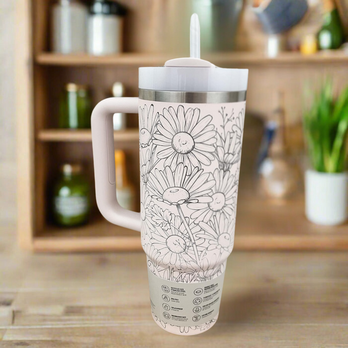 Floral Engraved Insulated Tumbler