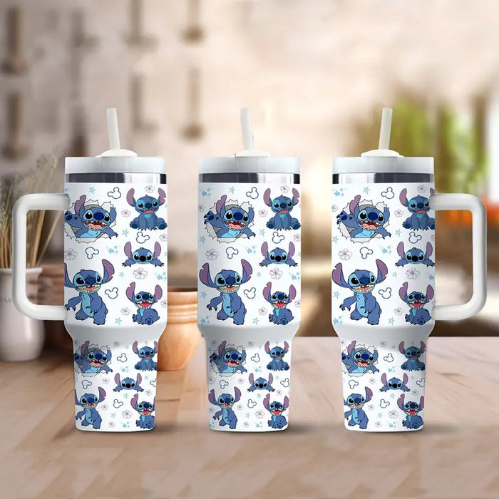 Stitch Cartoon Themed 40oz Stainless Steel Tumbler With Handle