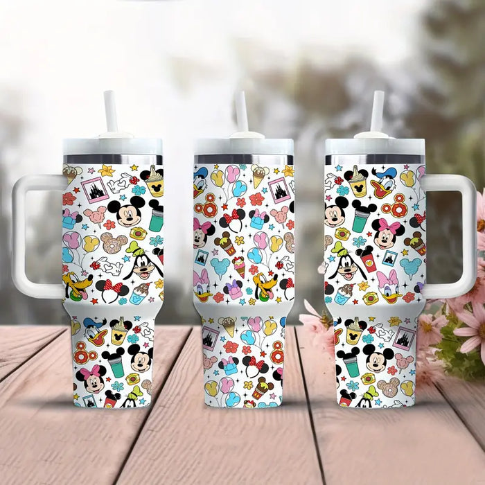 40oz Mickey Mouse Insulated Tumbler With Straw And Handle