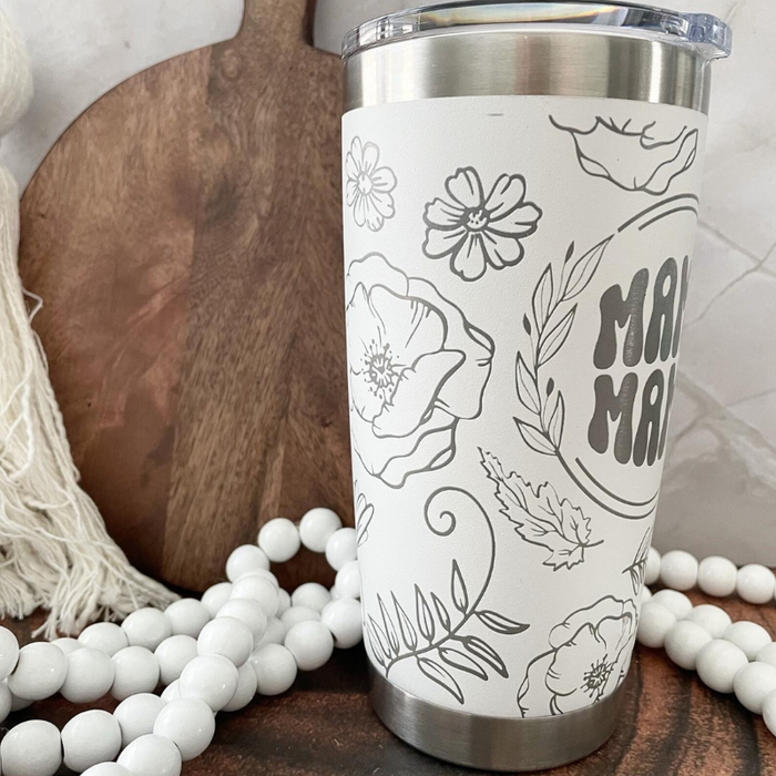 Mama Text Engraved 20oz Insulated Tumbler With Lid