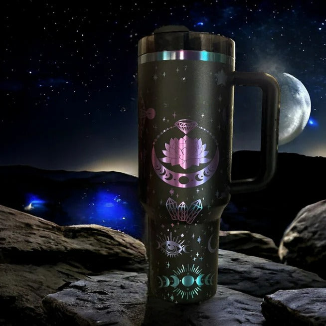 Lotus And Celestial Symbols Engraved 40oz Tumbler