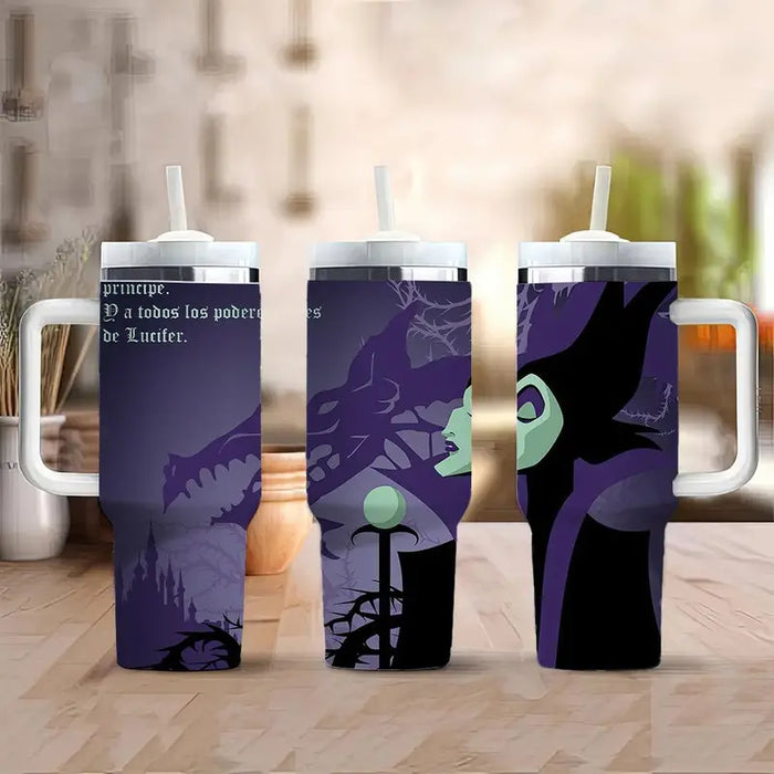 Insulated 40oz Travel Tumbler With Artistic Dark Design