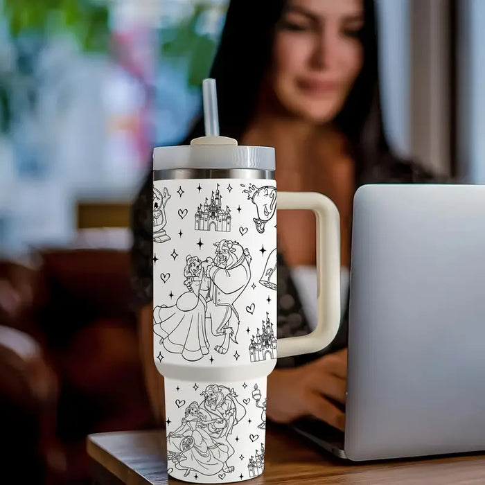 40oz Fairy Tale Insulated Tumbler With Handle And Straw