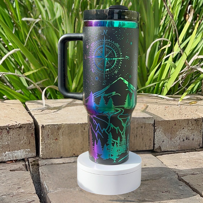 Mountain And Compass Design 40oz Insulated Tumbler