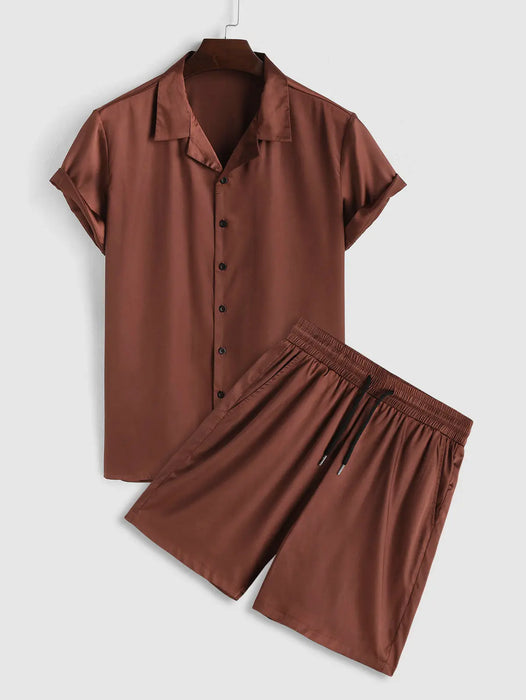 Button Front Shirt and Shorts Set
