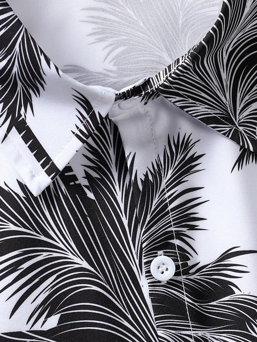 Tropical Tree Print Shirt And Striped Shorts