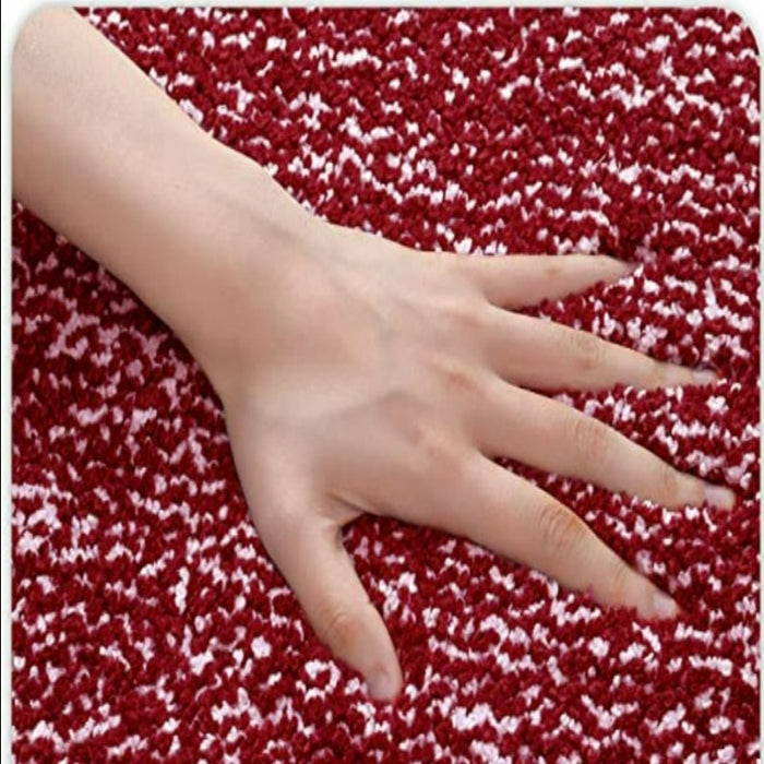Red Non Slip Bath Mat-Soft and Water Absorbent Rug, Machine Washable Plush Mat for Bathroom, Laundry Room and Living Room - Grafton Collection