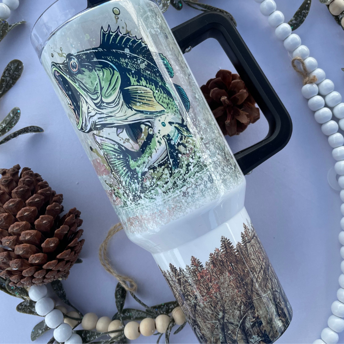 Fish And Deer Design Tumbler With Lid