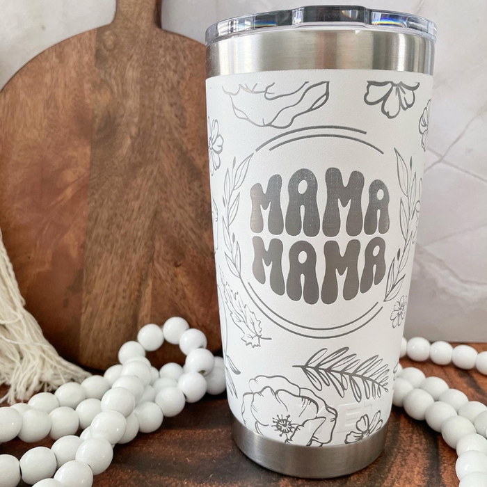 Mama Text Engraved 20oz Insulated Tumbler With Lid