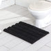 Black Stripe Chenille Microfiber Bath Mat Rug- Ultra Soft Thick Absorbent Non Slip Shaggy Plush Floor Rugs for Bathroom, Machine Washable - Grafton Collection