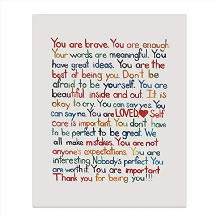 You Are Enough-Loved-Important Printed Motivational Quote Wall Art - Grafton Collection