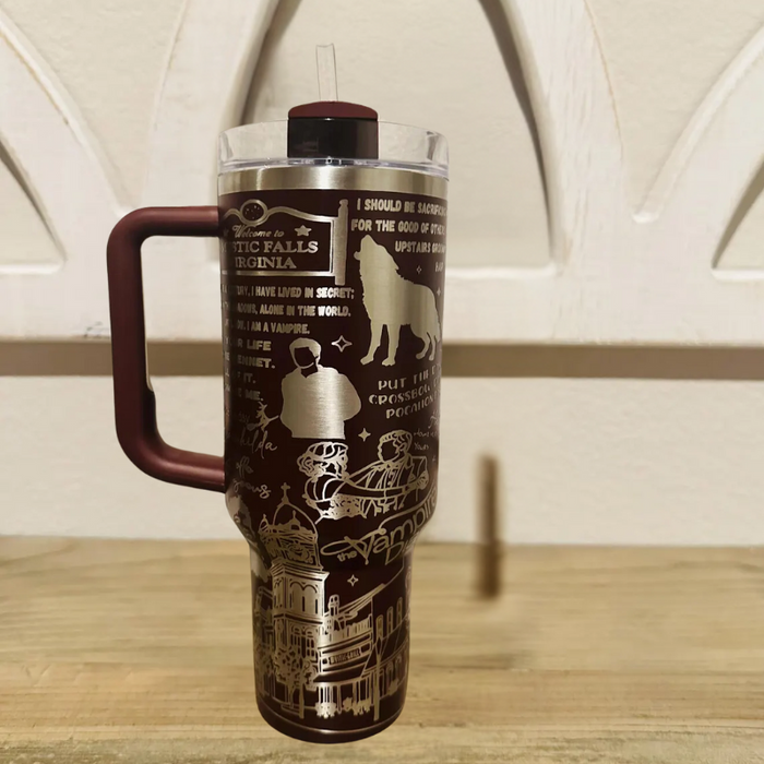 40oz Tumbler With Engraved Gothic Artwork