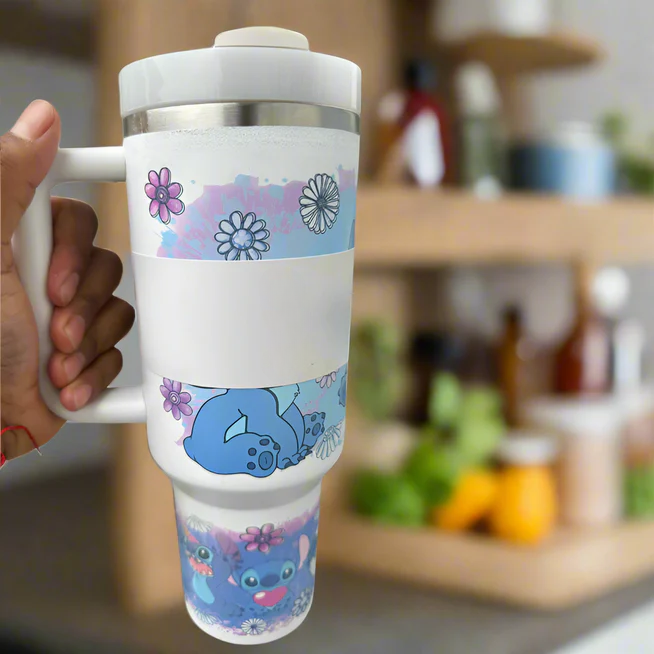 40oz Floral Stitch Cartoon Character Printed Tumbler