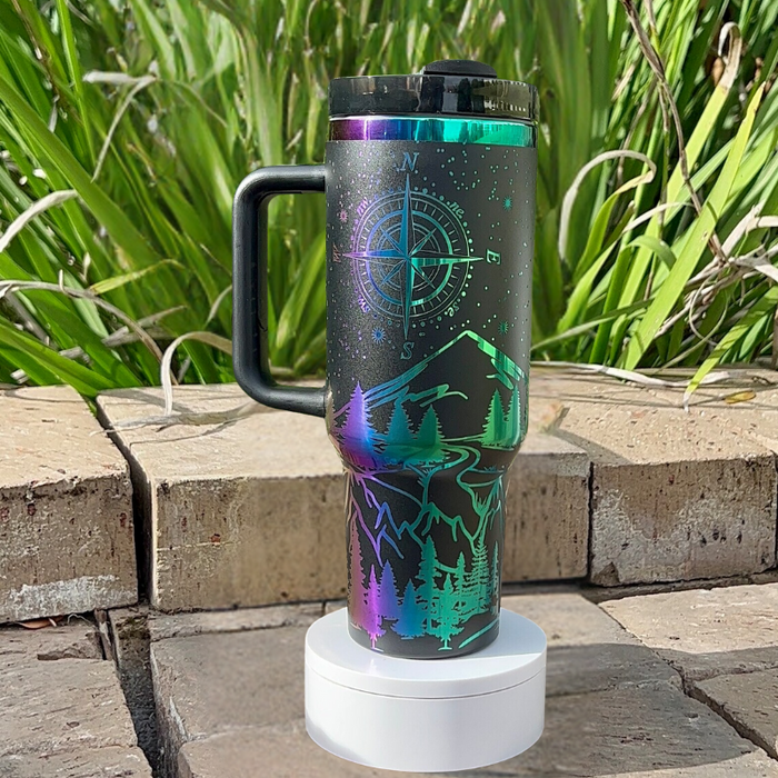 Mountain And Compass Design 40oz Insulated Tumbler