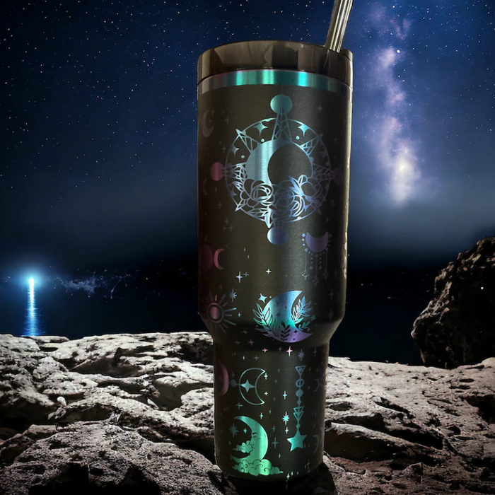 Lotus And Celestial Symbols Engraved 40oz Tumbler