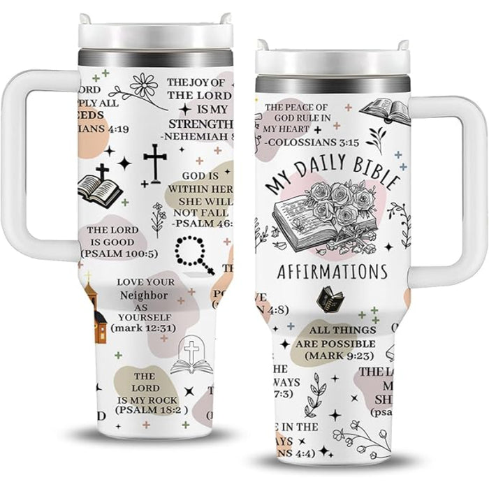 40 Oz Tumbler With Religious Verse Printed