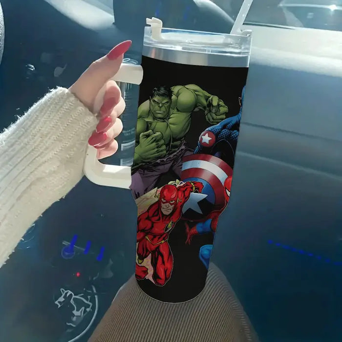 40 Oz Superhero Cartoon Insulated Tumbler