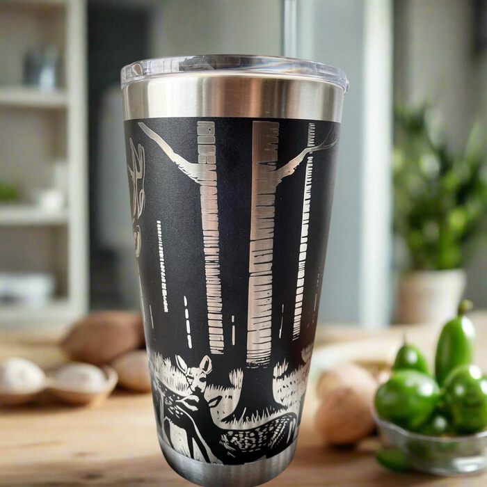 Engraved Deer Design Stainless Steel 20oz Tumbler