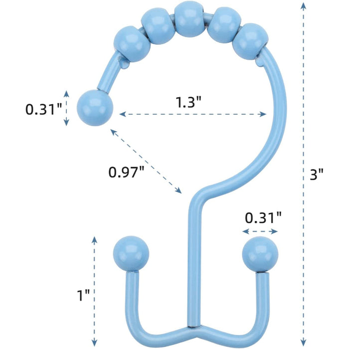 Shower Curtain Hooks Rings, Rust-Resistant Metal Double Glide Shower Hooks For Bathroom Shower Rods Set - Grafton Collection