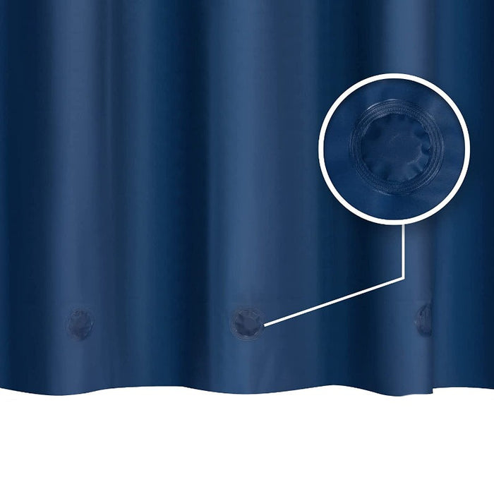 Blue Shower Curtain Liner - Lightweight Shower Curtain With Magnets, Metal Grommets