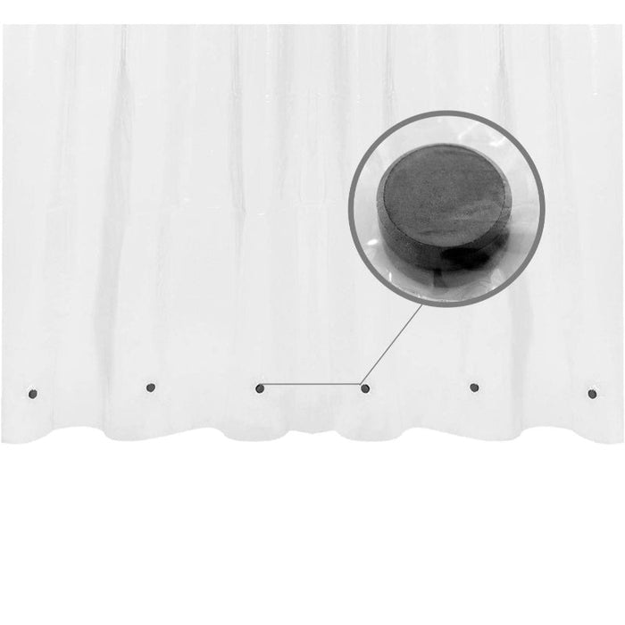 White Shower Curtain Liner - Lightweight Shower Curtain With Magnets, Metal Grommets - Grafton Collection