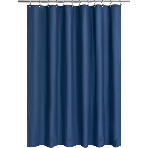 Blue Shower Curtain Liner - Lightweight Shower Curtain With Magnets, Metal Grommets - Grafton Collection