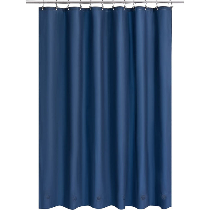 Blue Shower Curtain Liner - Lightweight Shower Curtain With Magnets, Metal Grommets