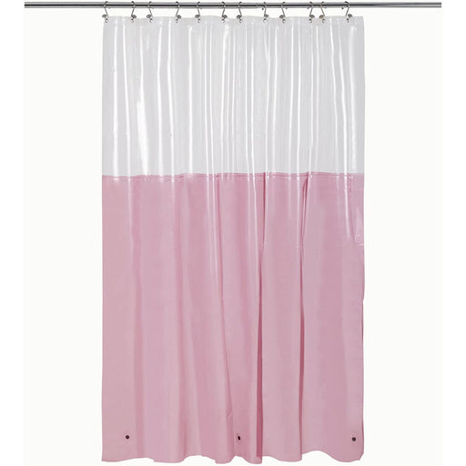 Pink Shower Curtain Liner - Lightweight Shower Curtain With Magnets, Metal Grommets - Grafton Collection