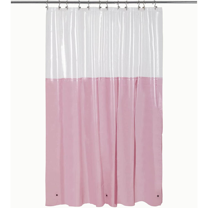 Pink Shower Curtain Liner - Lightweight Shower Curtain With Magnets, Metal Grommets - Grafton Collection