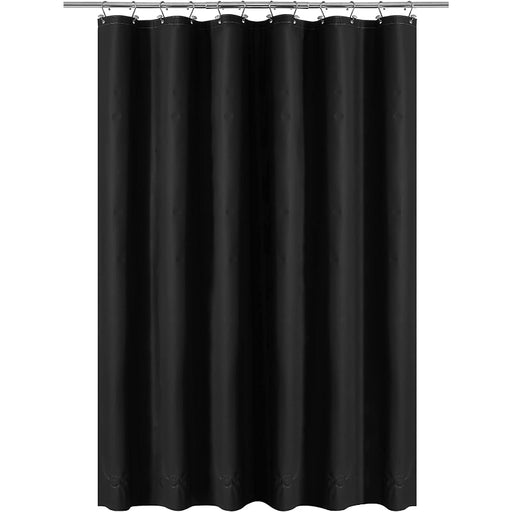 Black Shower Curtain Liner - Lightweight Shower Curtain With Magnets, Metal Grommets - Grafton Collection