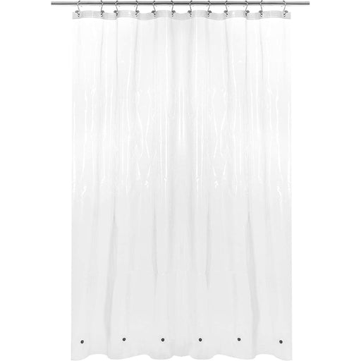 White Shower Curtain Liner - Lightweight Shower Curtain With Magnets, Metal Grommets - Grafton Collection