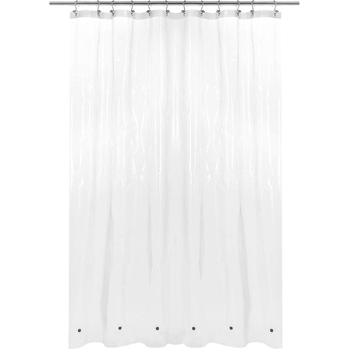 White Shower Curtain Liner - Lightweight Shower Curtain With Magnets, Metal Grommets - Grafton Collection