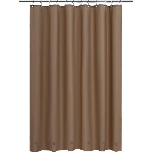 Brown Shower Curtain Liner - Lightweight Shower Curtain With Magnets, Metal Grommets - Grafton Collection