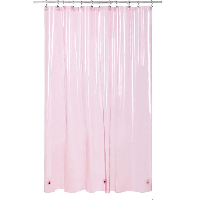 Shower Pink Curtain Liner - Lightweight Shower Curtain With Magnets, Metal Grommets - Grafton Collection