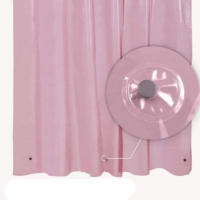 Pink Shower Curtain Liner - Lightweight Shower Curtain With Magnets, Metal Grommets