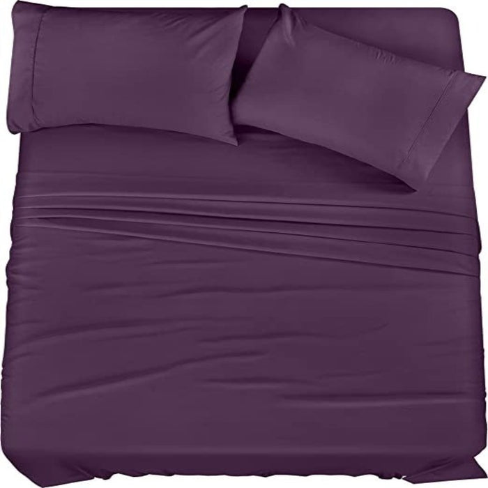 Bedding Sheets Set, 4 Piece Bedding, Brushed Microfiber, Shrinkage and Fade Resistant, Easy Care