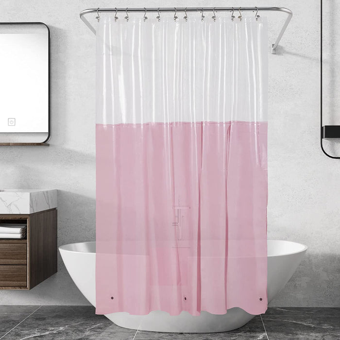 Pink Shower Curtain Liner - Lightweight Shower Curtain With Magnets, Metal Grommets - Grafton Collection